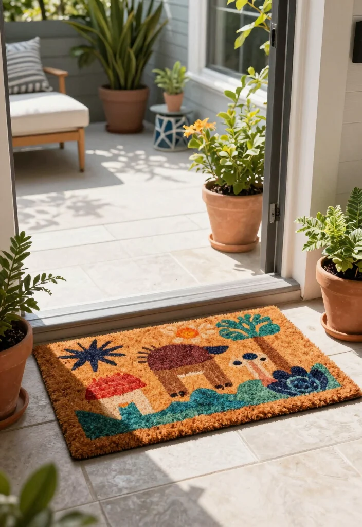 16 Outdoor Carpet Patio Ideas That Upgrade Your Space - 11. Welcome with Doormats 1