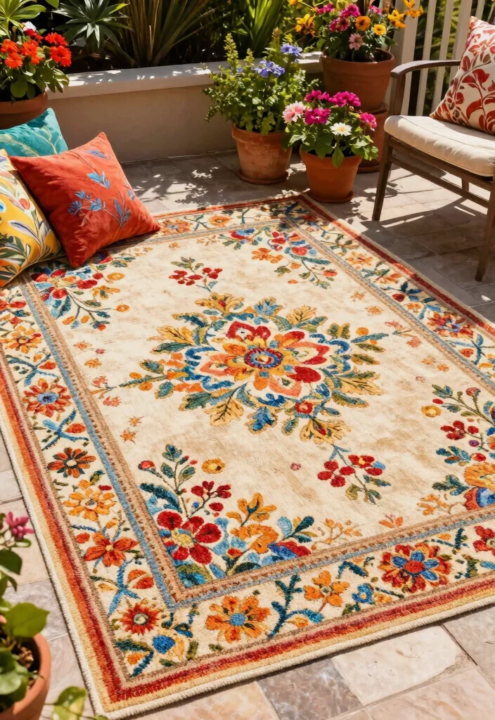 16 Outdoor Carpet Patio Ideas That Upgrade Your Space - 15. Seasonal Outdoor Carpets 1