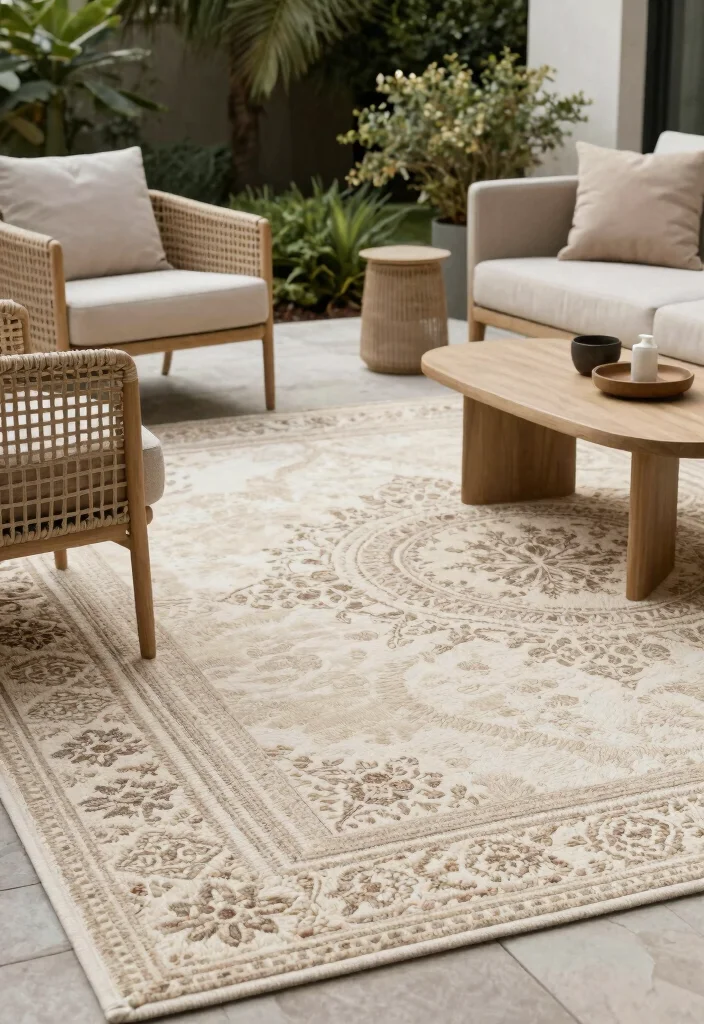 16 Outdoor Carpet Patio Ideas That Upgrade Your Space - 16. Textured Outdoor Carpets 1