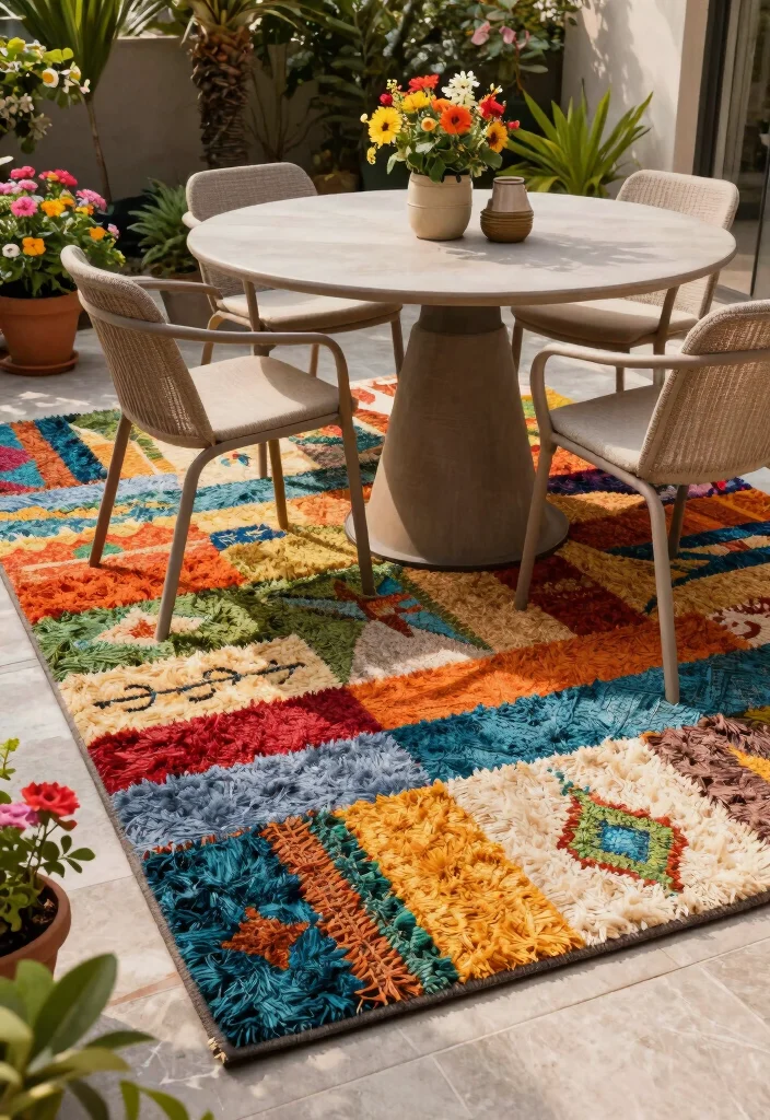 16 Outdoor Carpet Patio Ideas That Upgrade Your Space - 4. Recycled Materials for Eco-Conscious Style 1
