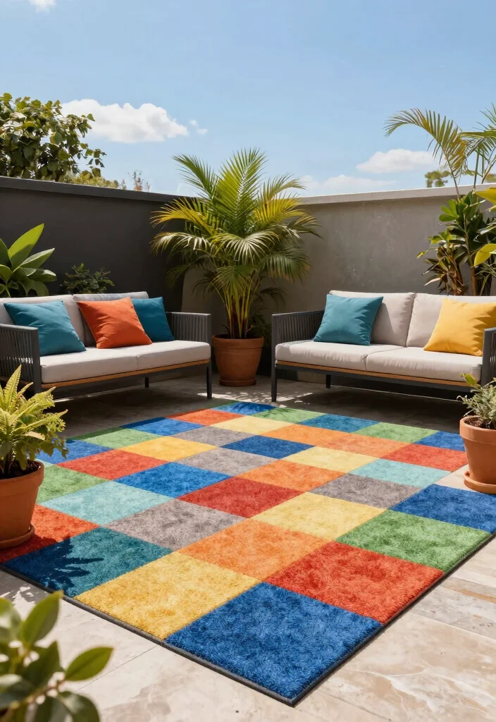 16 Outdoor Carpet Patio Ideas That Upgrade Your Space - 7. Outdoor Carpet Tiles for Versatile Layouts 1