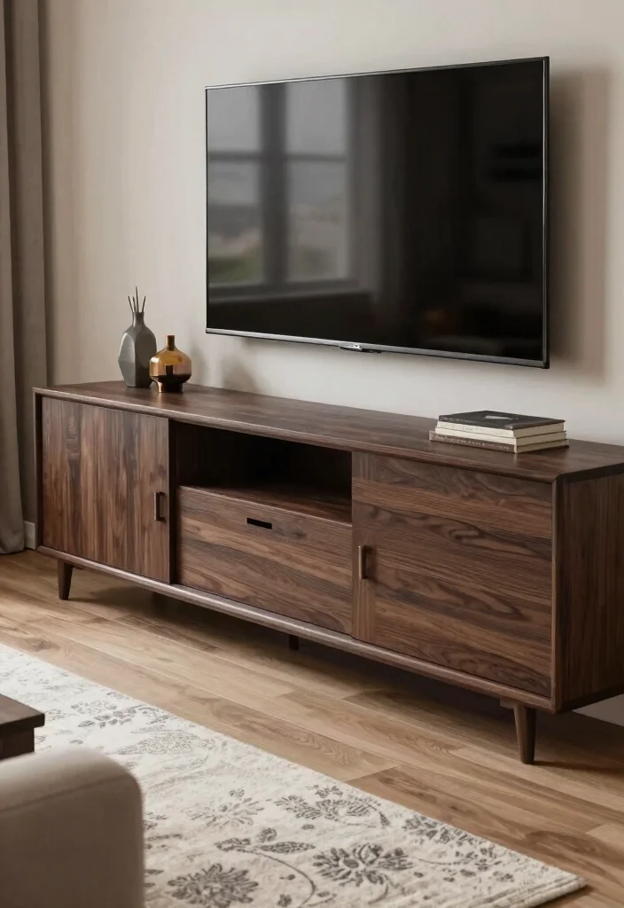 16 Small TV Unit Design Modern Living Ideas That Save Space - 14. Sliding Door Media Cabinets 1