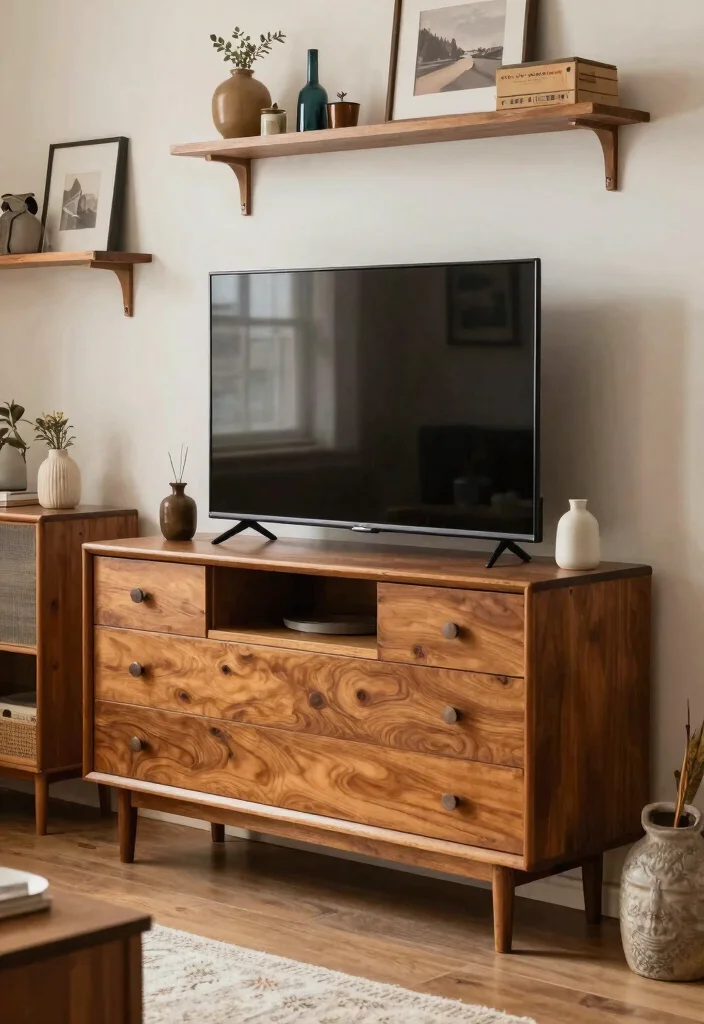 16 Small TV Unit Design Modern Living Ideas That Save Space - 15. Repurposed Furniture TV Stand 1