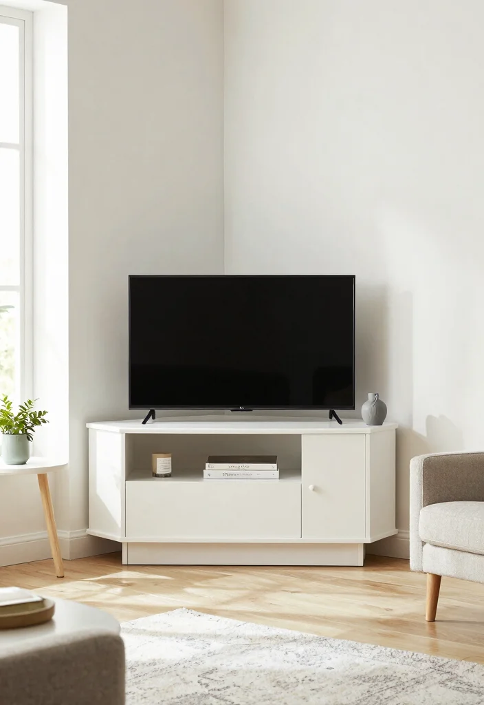 16 Small TV Unit Design Modern Living Ideas That Save Space - 5. Stylish Corner TV Unit 1