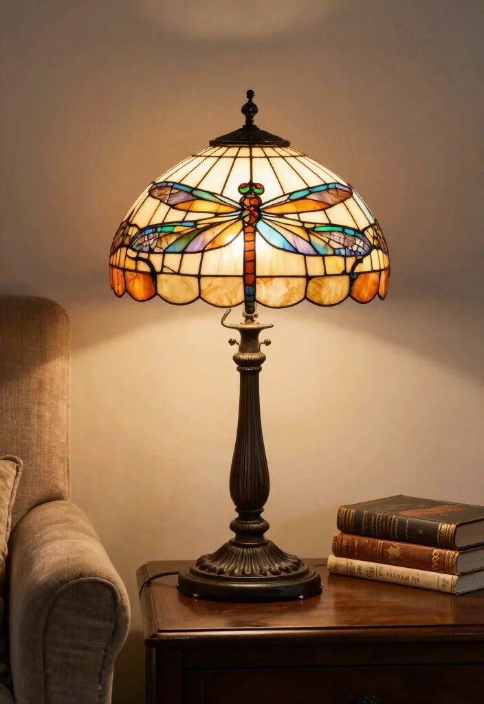 16 Tiffany Lamp Shade Ideas With Vintage Charm 1 16 Tiffany Lamp Shade Ideas With Vintage Charm - 1. Classic Dragonfly Design 1