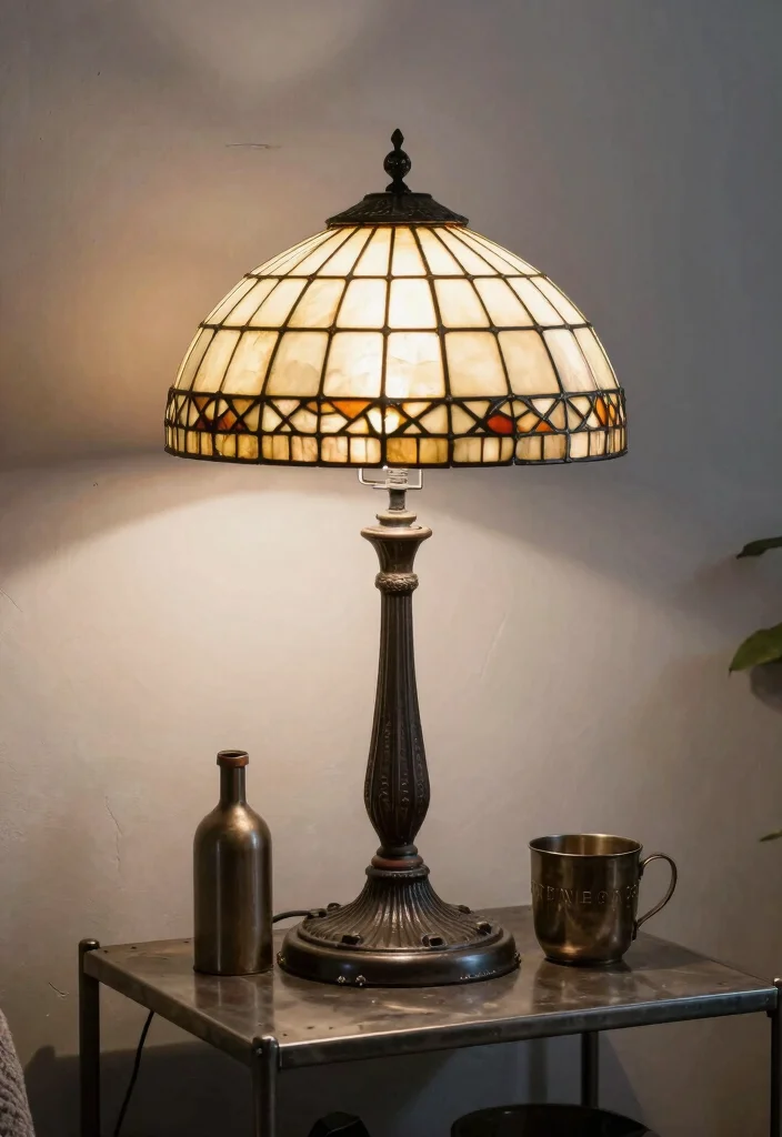 16 Tiffany Lamp Shade Ideas With Vintage Charm 40 16 Tiffany Lamp Shade Ideas With Vintage Charm - 10. Vintage Industrial Mix 1