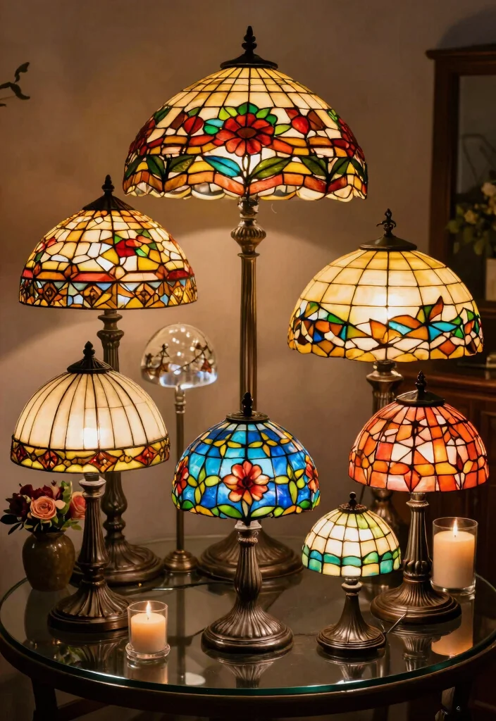 16 Tiffany Lamp Shade Ideas With Vintage Charm 41 16 Tiffany Lamp Shade Ideas With Vintage Charm - 11. Unique Table Arrangements 1