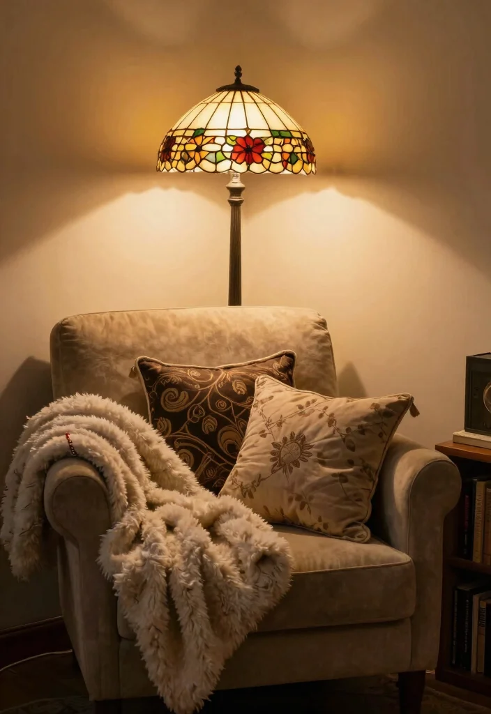 16 Tiffany Lamp Shade Ideas With Vintage Charm 42 16 Tiffany Lamp Shade Ideas With Vintage Charm - 12. Cozy Corner Glow 1