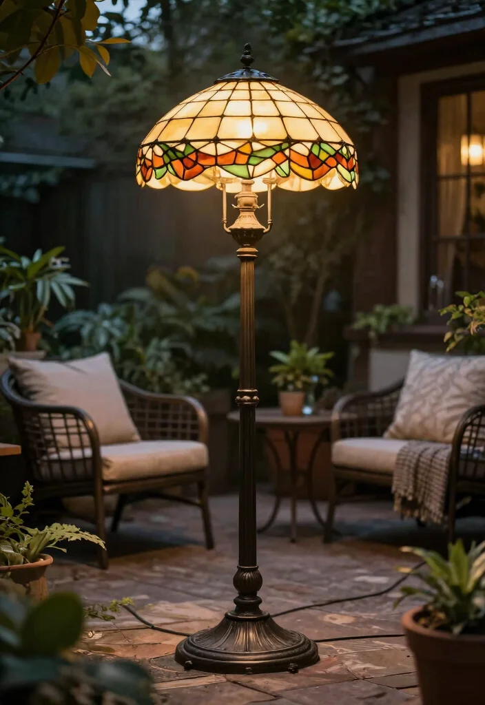 16 Tiffany Lamp Shade Ideas With Vintage Charm 55 16 Tiffany Lamp Shade Ideas With Vintage Charm - 15. Vintage-Inspired Outdoor Lighting 1