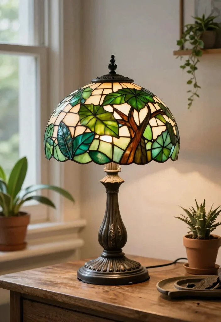 16 Tiffany Lamp Shade Ideas With Vintage Charm 34 16 Tiffany Lamp Shade Ideas With Vintage Charm - 4. Nature-Inspired Shades 1