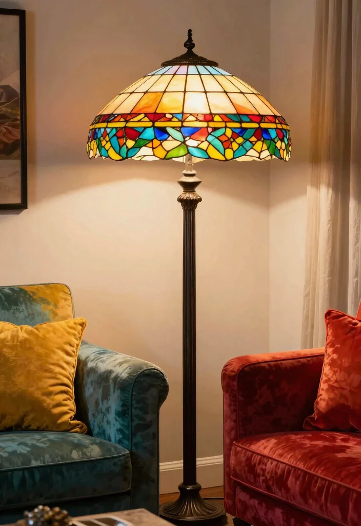 16 Tiffany Lamp Shade Ideas With Vintage Charm 37 16 Tiffany Lamp Shade Ideas With Vintage Charm - 7. Bold Color Combinations 1