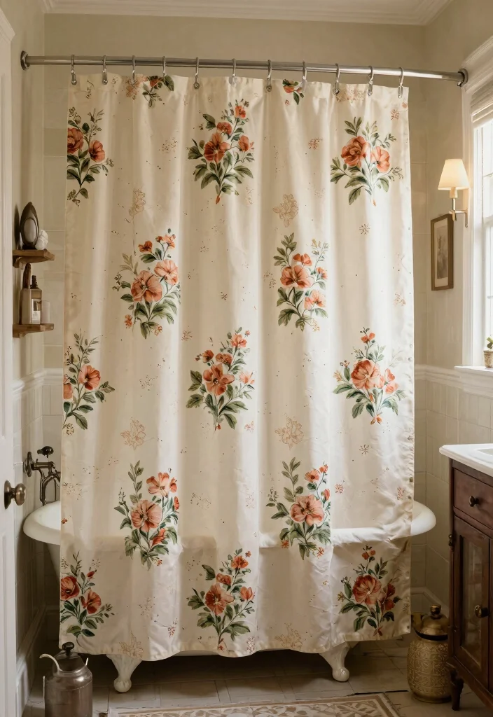17 Bathroom Shower Curtains 2026 Trending Ideas That Feel Fresh & Stylish - 15. Vintage Prints 1