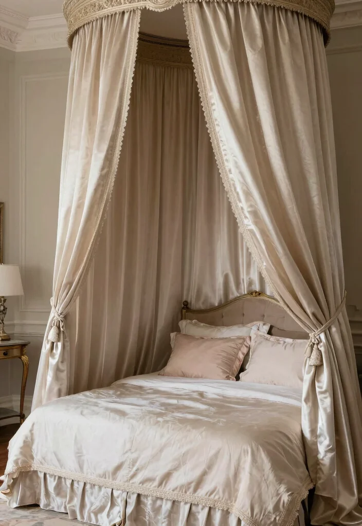17 Beds With Curtains Ideas That Feel Cozy & Dreamy 42 17 Beds With Curtains Ideas That Feel Cozy & Dreamy - 12. Classic Elegance with Silk Curtains 1