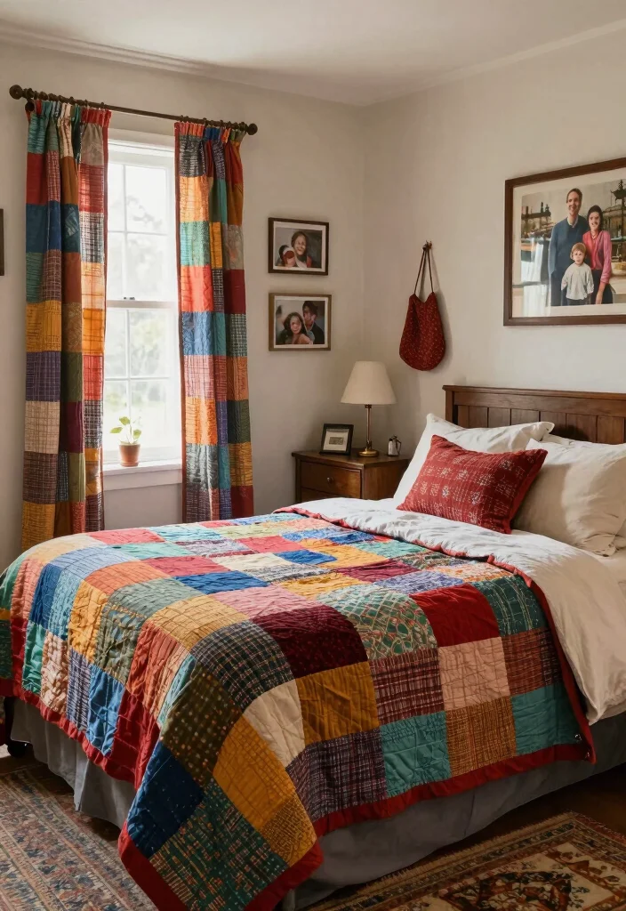 17 Beds With Curtains Ideas That Feel Cozy & Dreamy 43 17 Beds With Curtains Ideas That Feel Cozy & Dreamy - 13. Patchwork Quilt with Matching Curtains 1