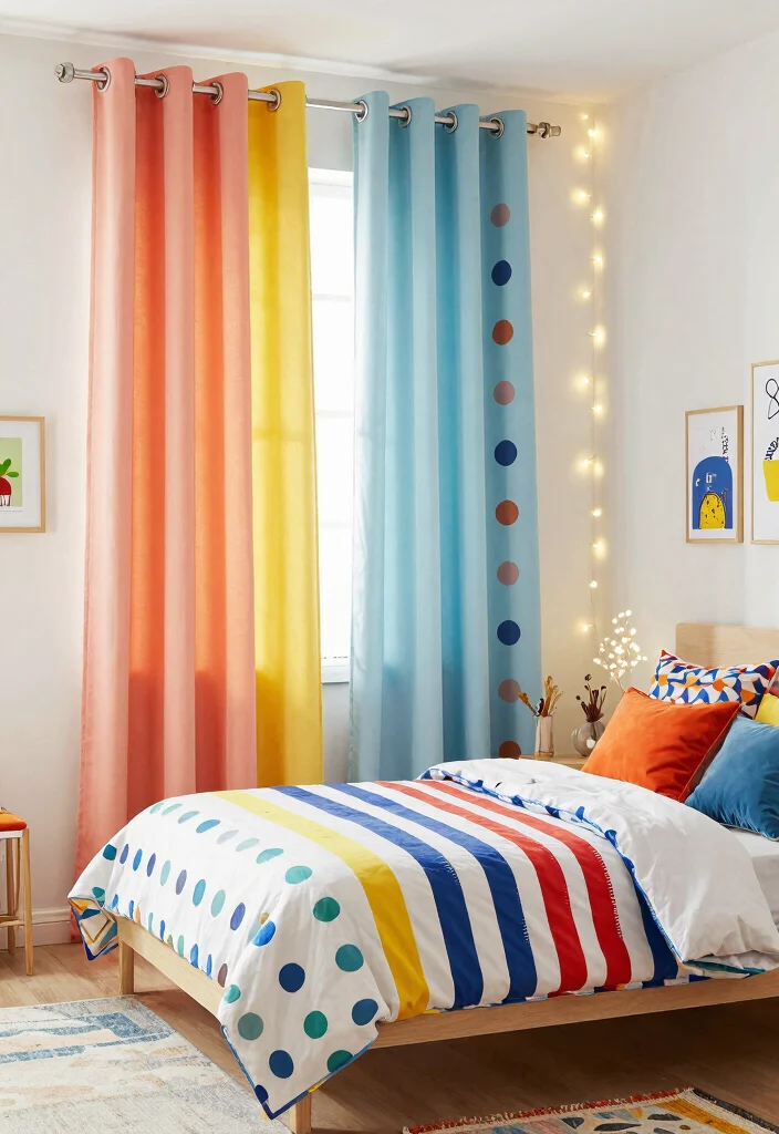 17 Beds With Curtains Ideas That Feel Cozy & Dreamy 65 17 Beds With Curtains Ideas That Feel Cozy & Dreamy - 15. Bright and Cheerful Fabrics 1