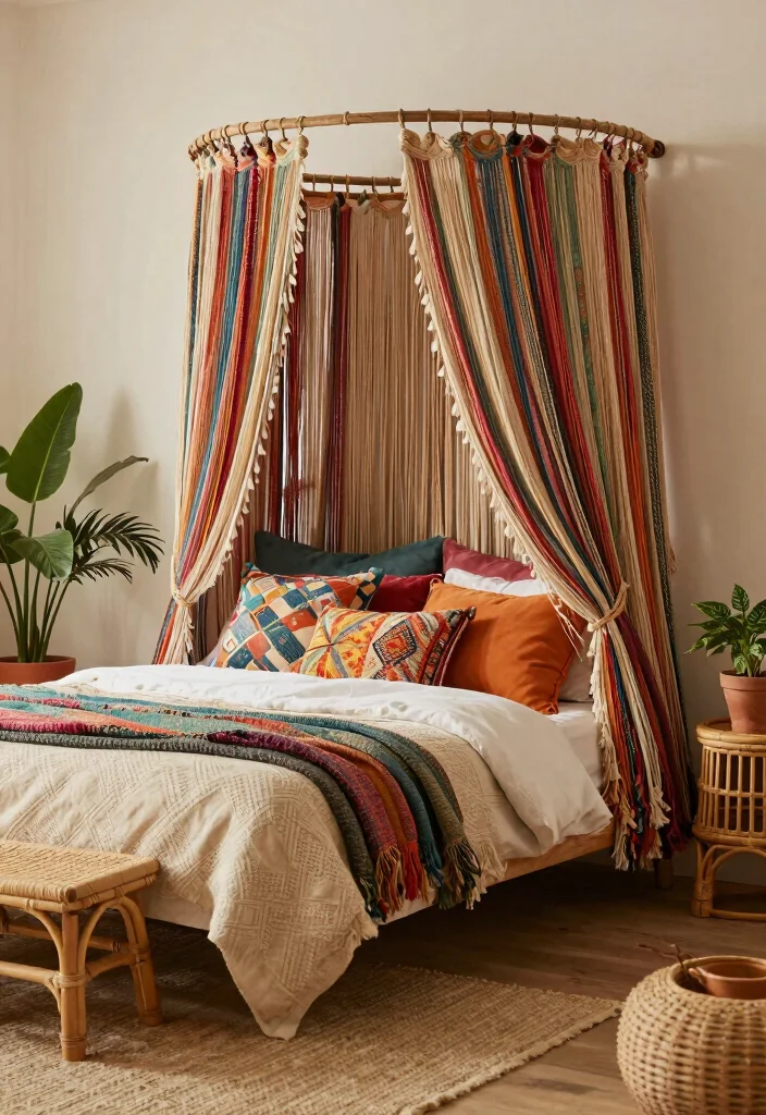 17 Beds With Curtains Ideas That Feel Cozy & Dreamy 12 17 Beds With Curtains Ideas That Feel Cozy & Dreamy - 2. Bohemian Fringe Curtains 1