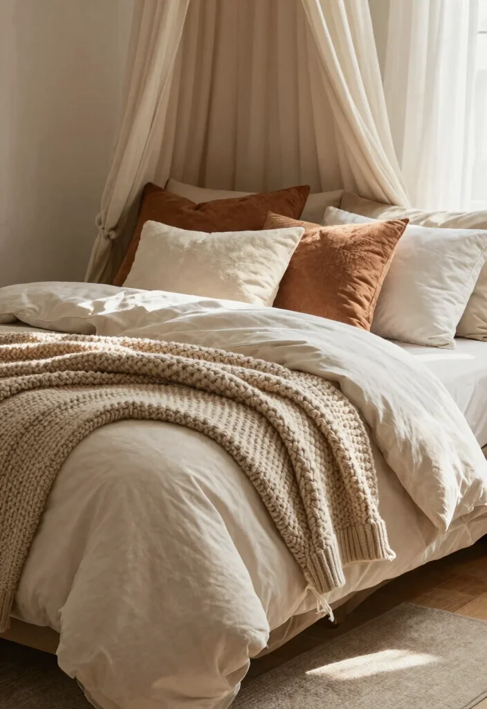 17 Beds With Curtains Ideas That Feel Cozy & Dreamy 39 17 Beds With Curtains Ideas That Feel Cozy & Dreamy - 9. Layered Textures and Warmth 1