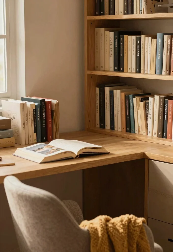 17 Desk PC Setup Ideas That Look Sleek & Powerful - 12. Personal Library Workspace 1