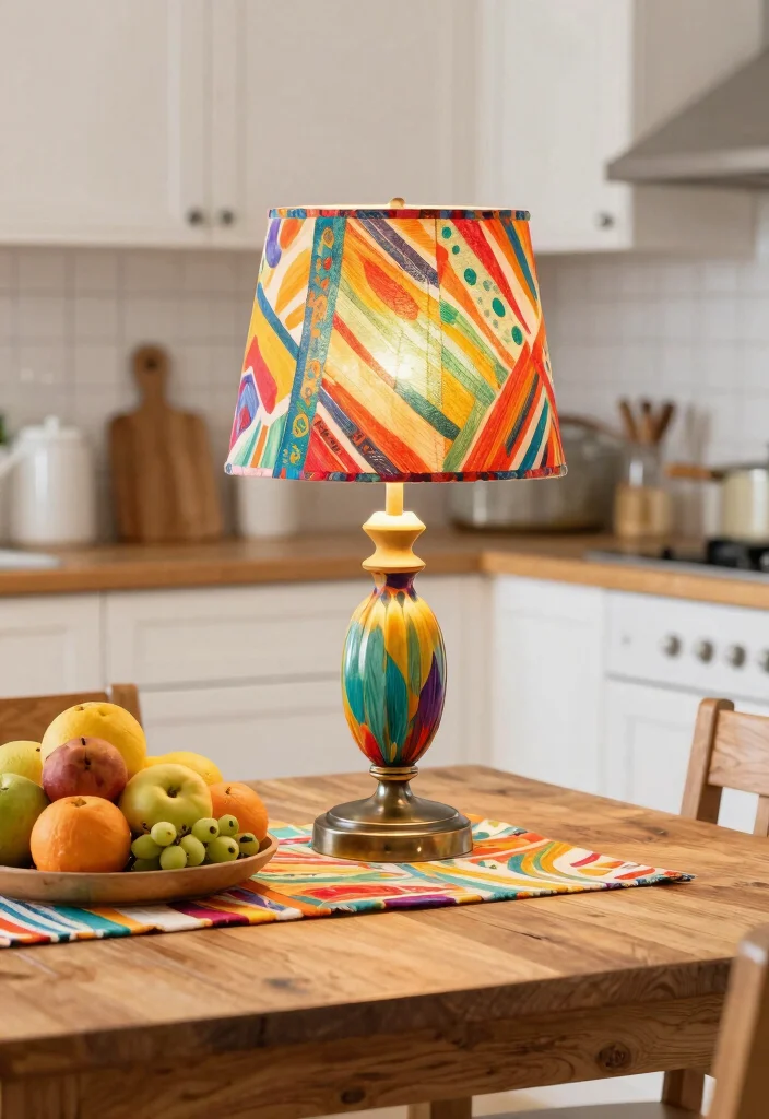 17 Kitchen Table Lamp Ideas That Brighten Beautifully 42 17 Kitchen Table Lamp Ideas That Brighten Beautifully - 12. Colorful Shade Table Lamp 1