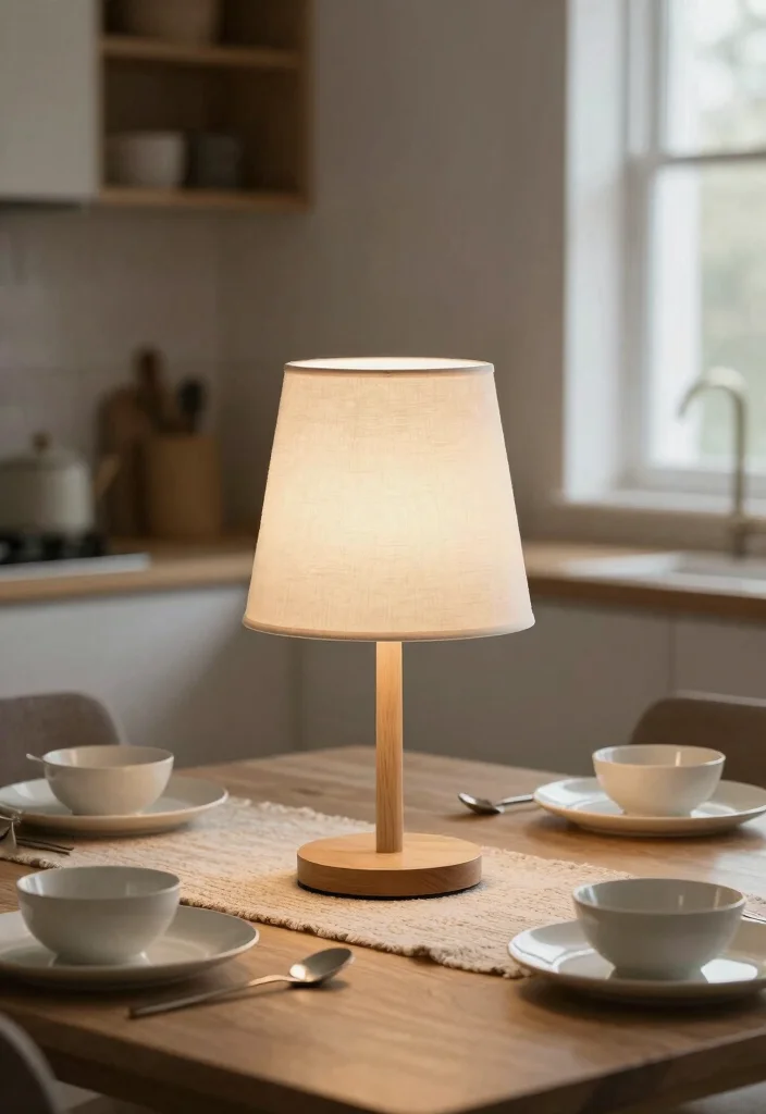 17 Kitchen Table Lamp Ideas That Brighten Beautifully 44 17 Kitchen Table Lamp Ideas That Brighten Beautifully - 14. Soft Fabric Shade Lamp 1