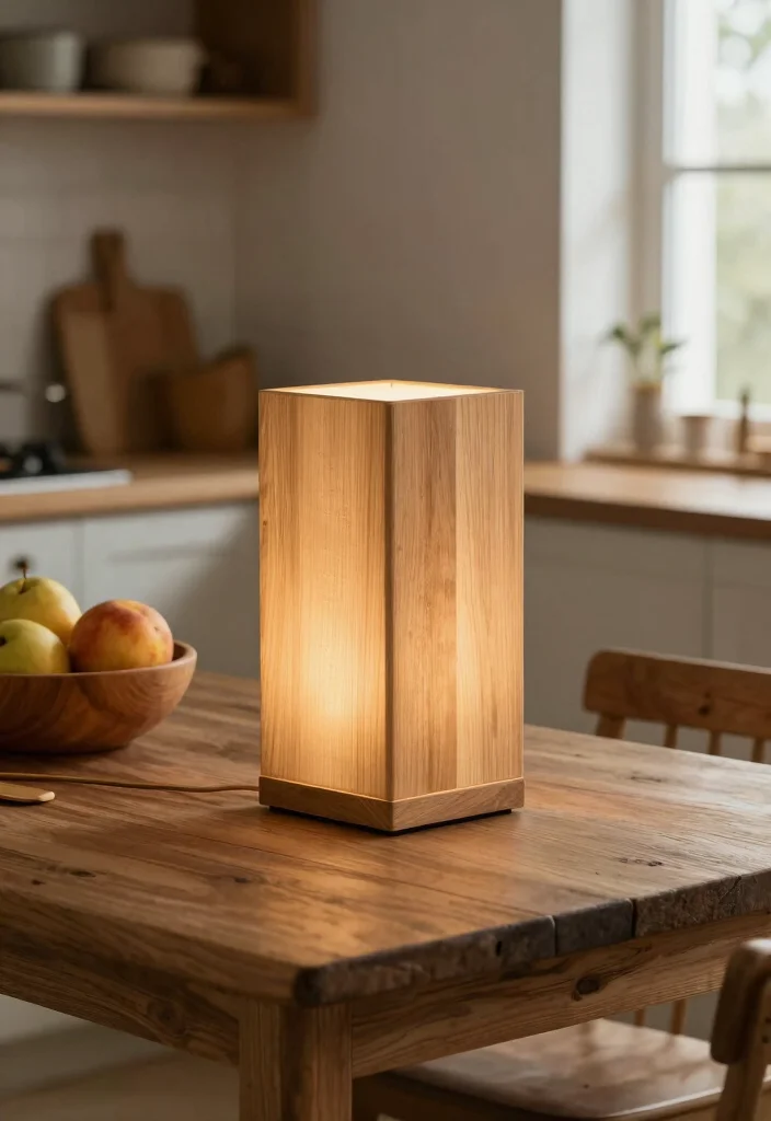 17 Kitchen Table Lamp Ideas That Brighten Beautifully 38 17 Kitchen Table Lamp Ideas That Brighten Beautifully - 8. Wooden Block Lamp 1