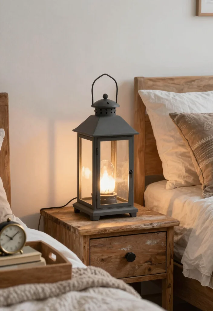 17 Small Nightstand Lamps Ideas That Look Cute & Chic - 13. Lantern-Like Warmth 1