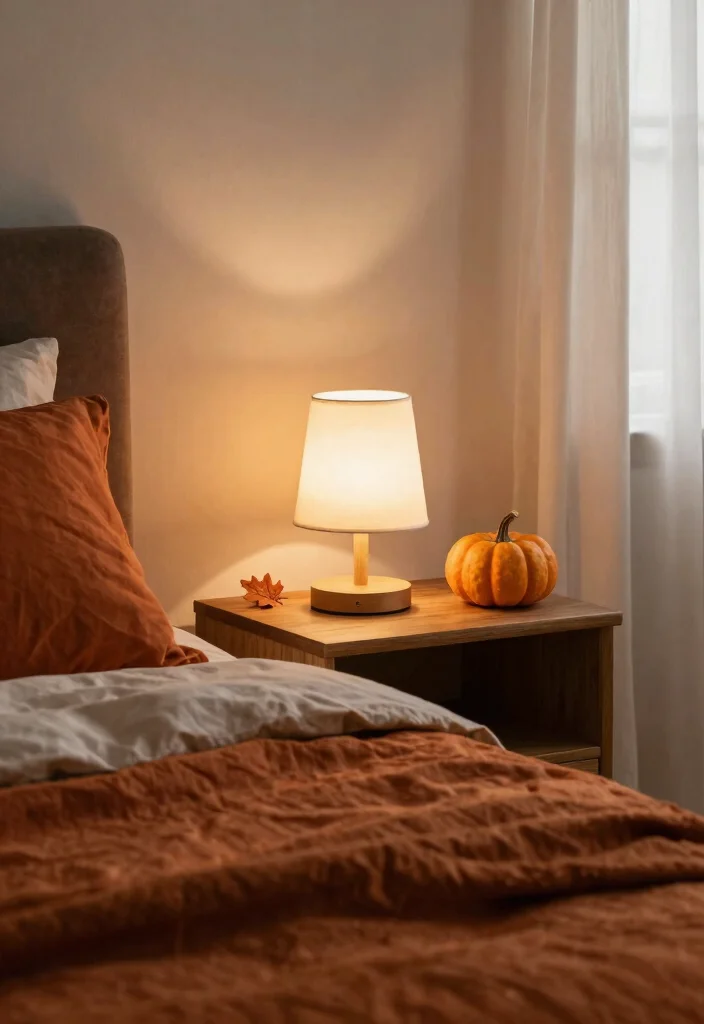 17 Small Nightstand Lamps Ideas That Look Cute & Chic - 16. Seasonal Decor Touches 1