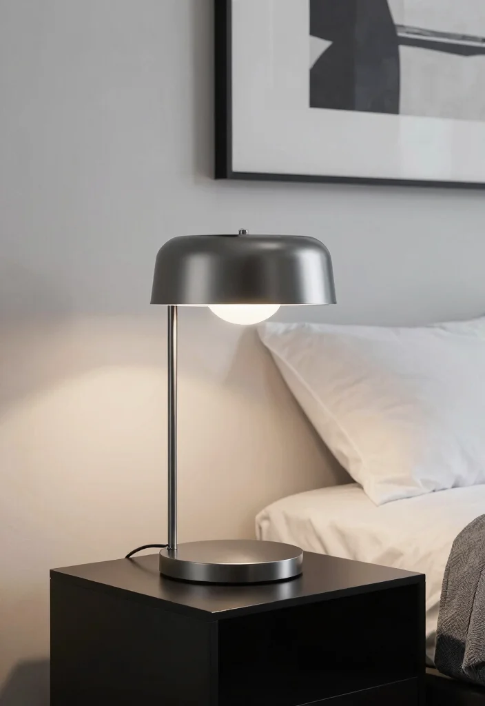 17 Small Nightstand Lamps Ideas That Look Cute & Chic - 3. Minimalist Metal Magic 1