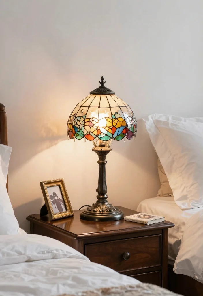 17 Small Nightstand Lamps Ideas That Look Cute & Chic - 4. Vintage Glass Elegance 1