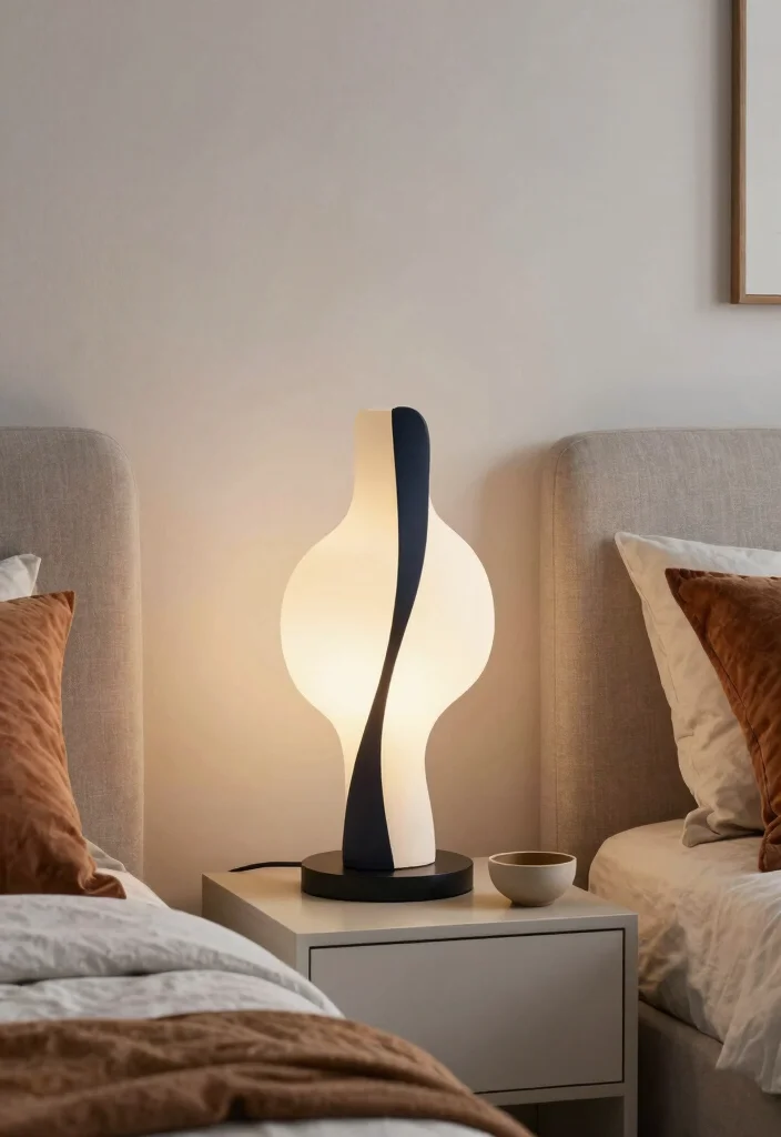 17 Small Nightstand Lamps Ideas That Look Cute & Chic - 6. Artistic Sculpture Lamps 1