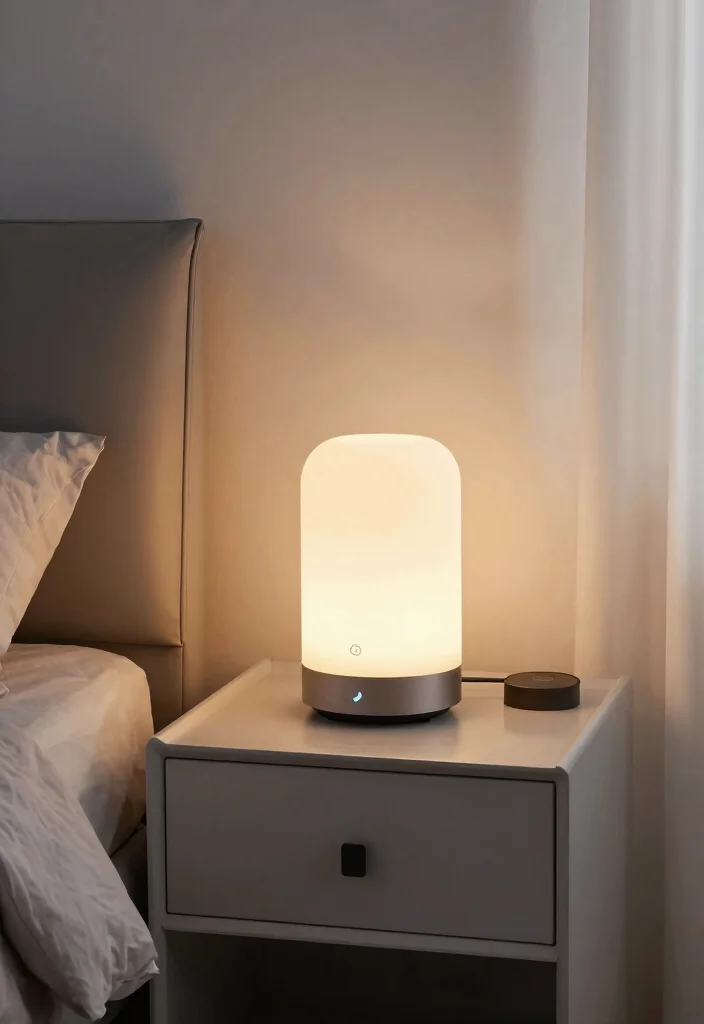 17 Small Nightstand Lamps Ideas That Look Cute & Chic - 8. Smart LED Elegance 1