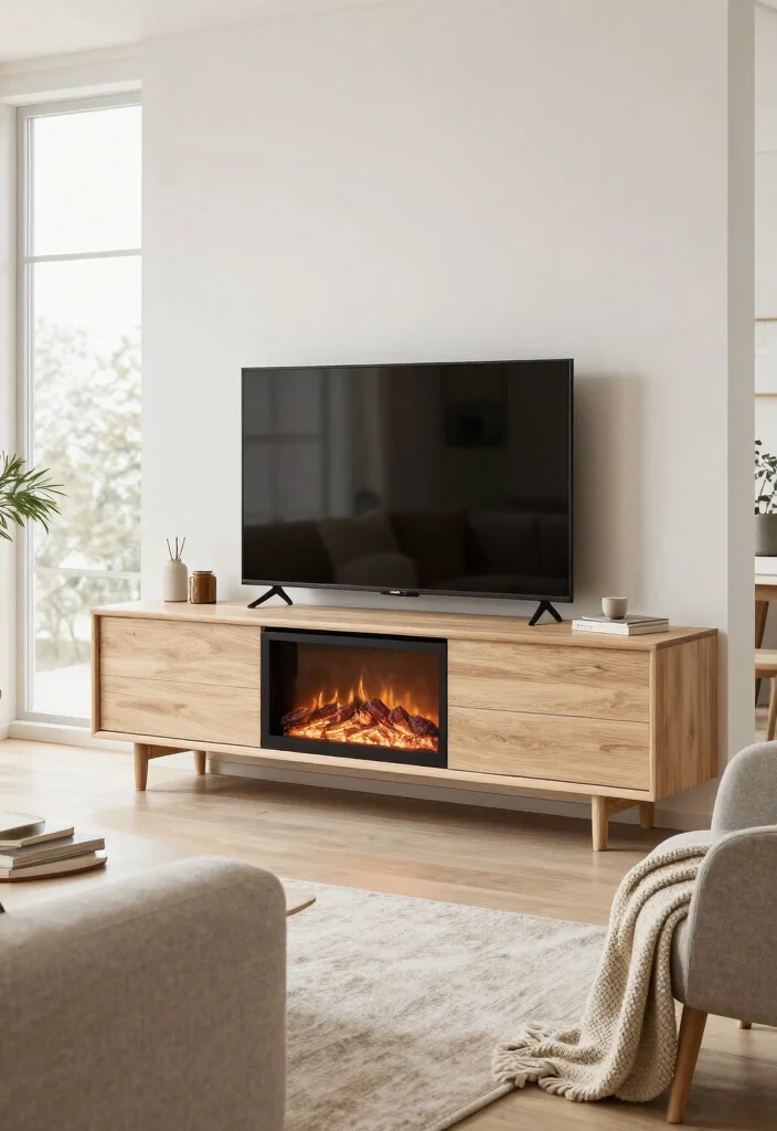 17 TV Unit With Fireplace Modern Ideas That Feel Cozy 65 17 TV Unit With Fireplace Modern Ideas That Feel Cozy - 15. Minimalistic Scandinavian Style 1
