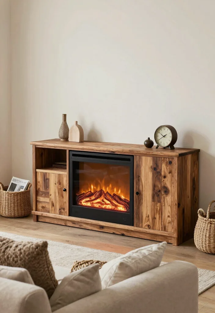 17 TV Unit With Fireplace Modern Ideas That Feel Cozy 13 17 TV Unit With Fireplace Modern Ideas That Feel Cozy - 3. Rustic Charm with Modern Touches 1