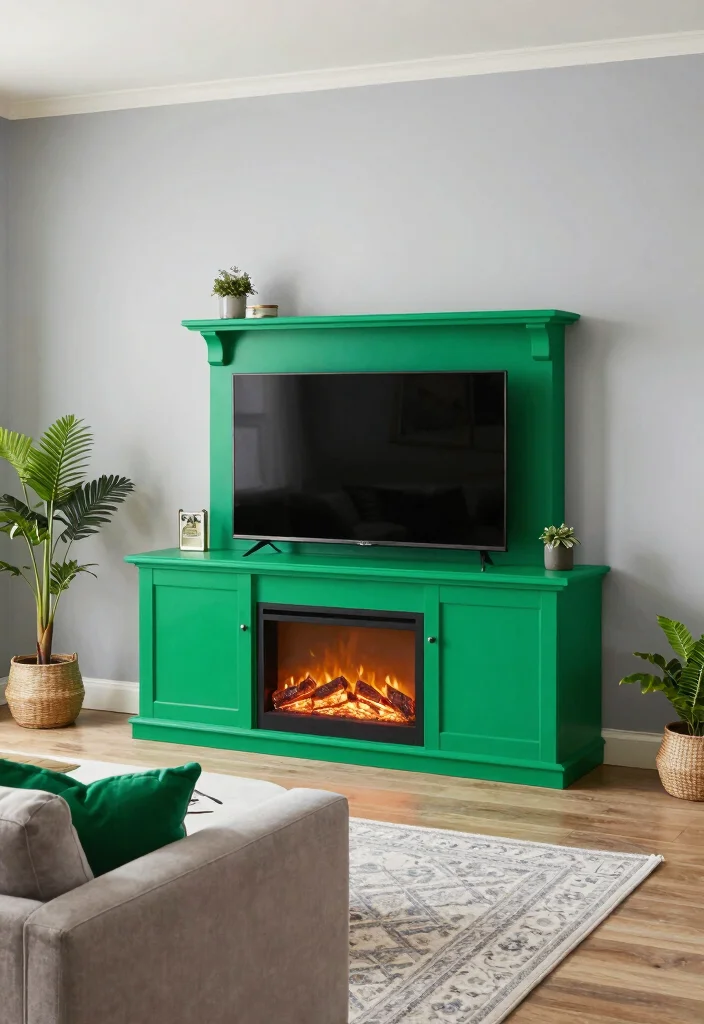 17 TV Unit With Fireplace Modern Ideas That Feel Cozy 27 17 TV Unit With Fireplace Modern Ideas That Feel Cozy - 7. Statement Color Choices 1
