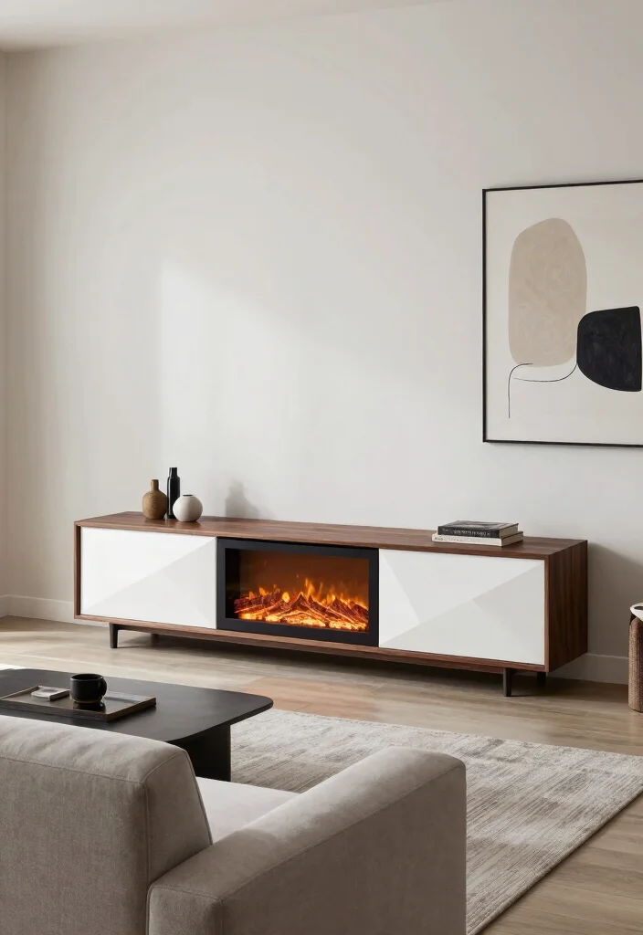 17 TV Unit With Fireplace Modern Ideas That Feel Cozy 39 17 TV Unit With Fireplace Modern Ideas That Feel Cozy - 9. Geometric Designs 1