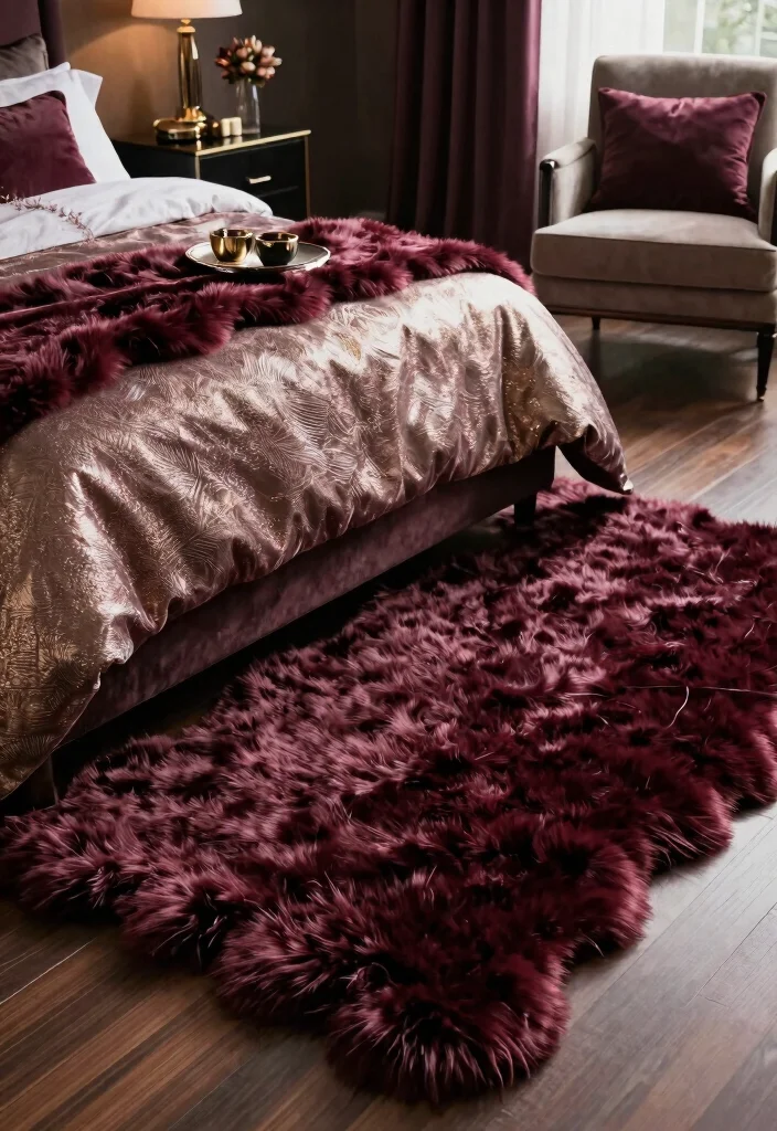 18 Carpet for Bedroom Ideas That Feel Soft & Luxe - 11. Faux Fur Rugs for Glamour 1