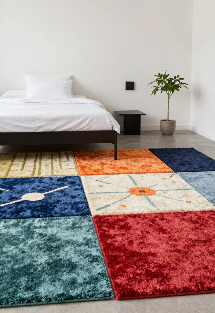 18 Carpet for Bedroom Ideas That Feel Soft & Luxe - 17. Modular Rugs for Versatility 1