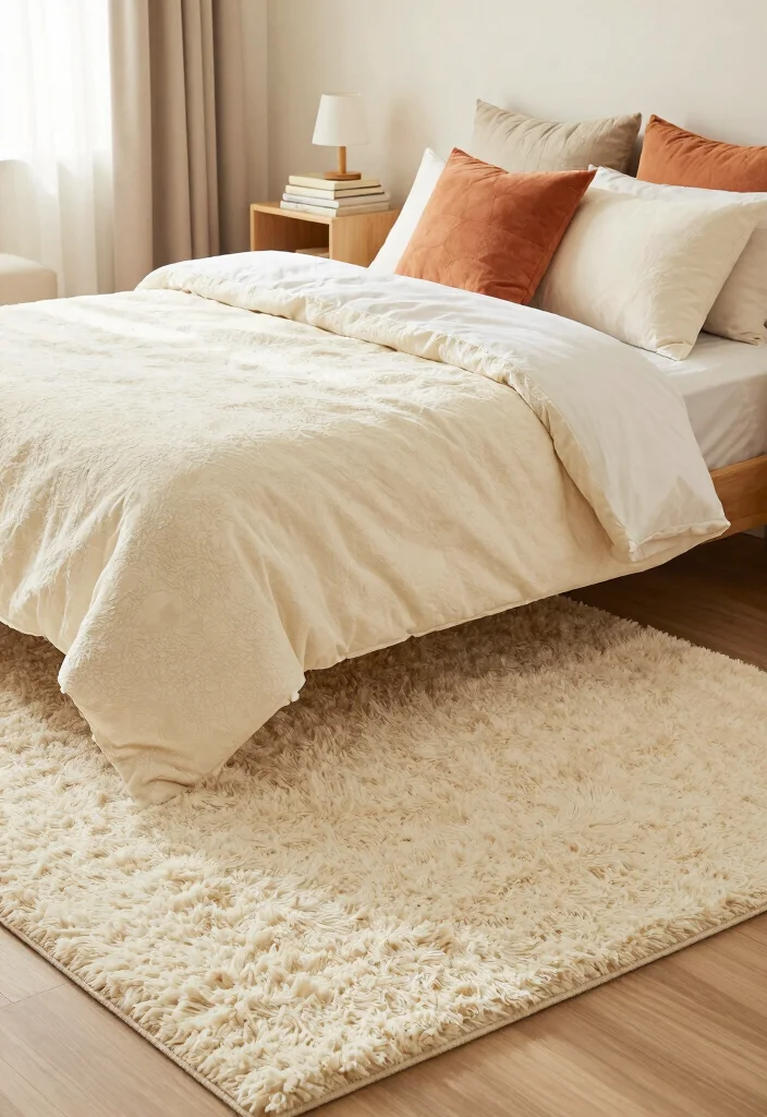 18 Carpet for Bedroom Ideas That Feel Soft & Luxe - 5. Textured Shag Rugs for Ultimate Coziness 1