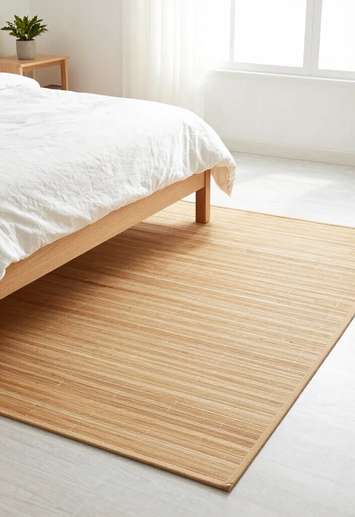 18 Carpet for Bedroom Ideas That Feel Soft & Luxe - 8. Eco-Friendly Bamboo Rugs for Sustainability 1