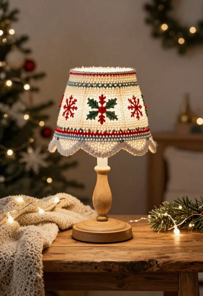 18 Crochet Lamp Shade Ideas That Feel Cozy & Unique 41 18 Crochet Lamp Shade Ideas That Feel Cozy & Unique - 11. Festive Holiday Crochet Shades 1