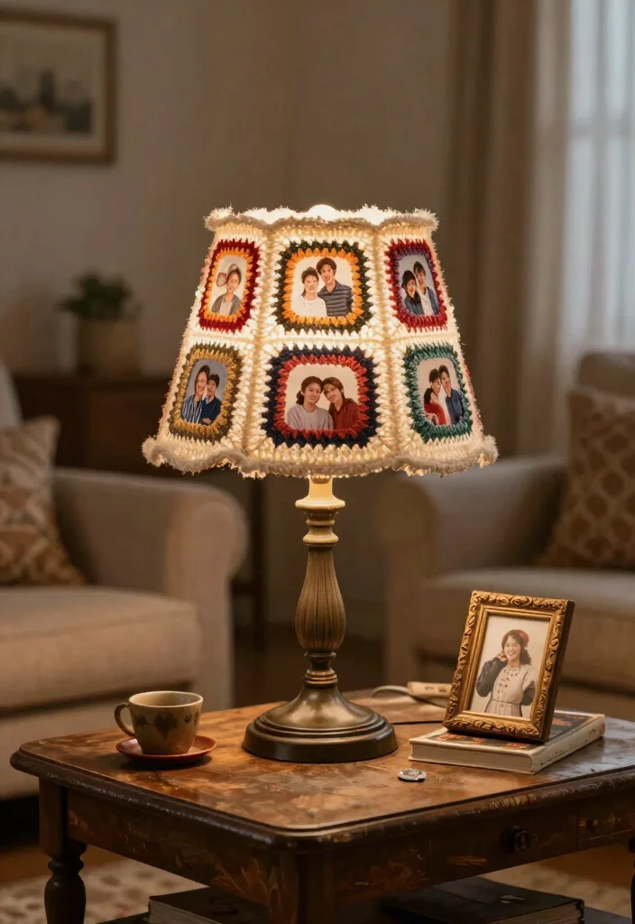 18 Crochet Lamp Shade Ideas That Feel Cozy & Unique 45 18 Crochet Lamp Shade Ideas That Feel Cozy & Unique - 15. Personalized Photo Lamp Shade 1