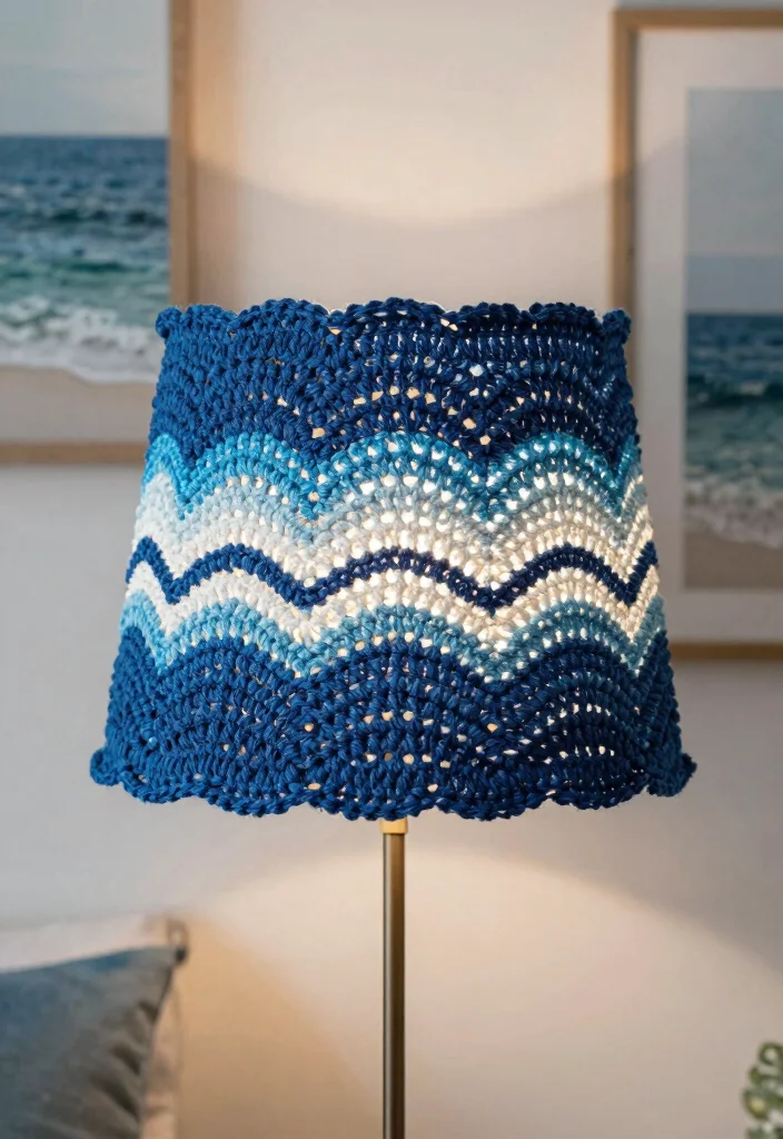 18 Crochet Lamp Shade Ideas That Feel Cozy & Unique 46 18 Crochet Lamp Shade Ideas That Feel Cozy & Unique - 16. Gradient Ripple Pattern Shade 1