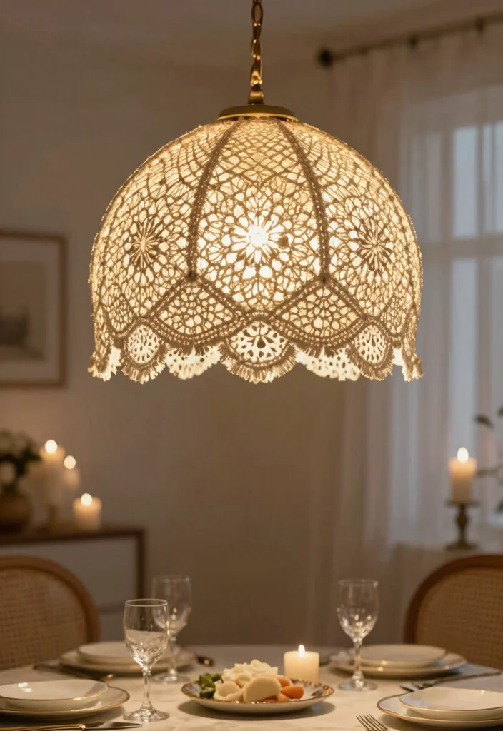 18 Crochet Lamp Shade Ideas That Feel Cozy & Unique 57 18 Crochet Lamp Shade Ideas That Feel Cozy & Unique - 17. Elegant Chandelier Crochet Shade 1