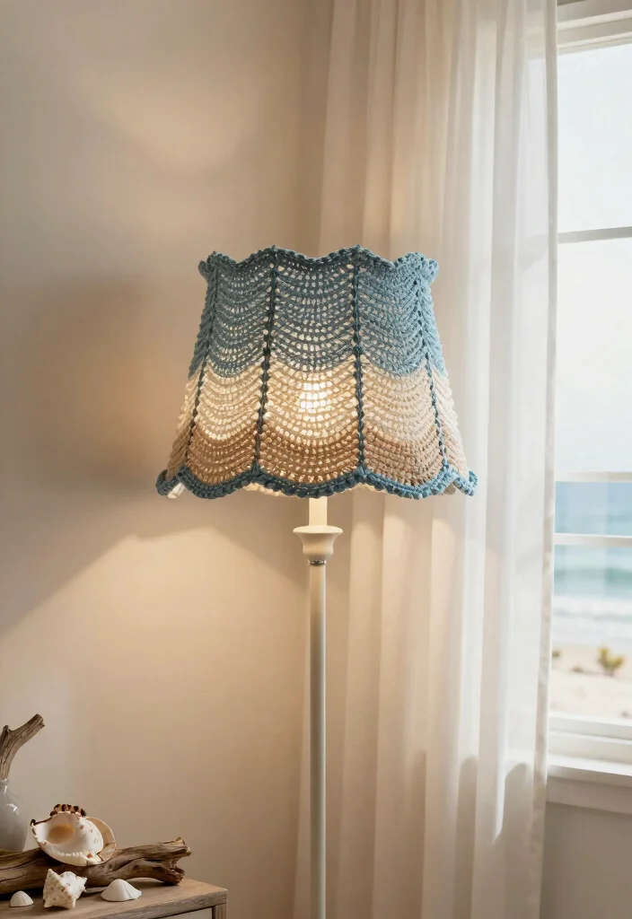 18 Crochet Lamp Shade Ideas That Feel Cozy & Unique 14 18 Crochet Lamp Shade Ideas That Feel Cozy & Unique - 4. Ocean-Inspired Crochet Shade 1