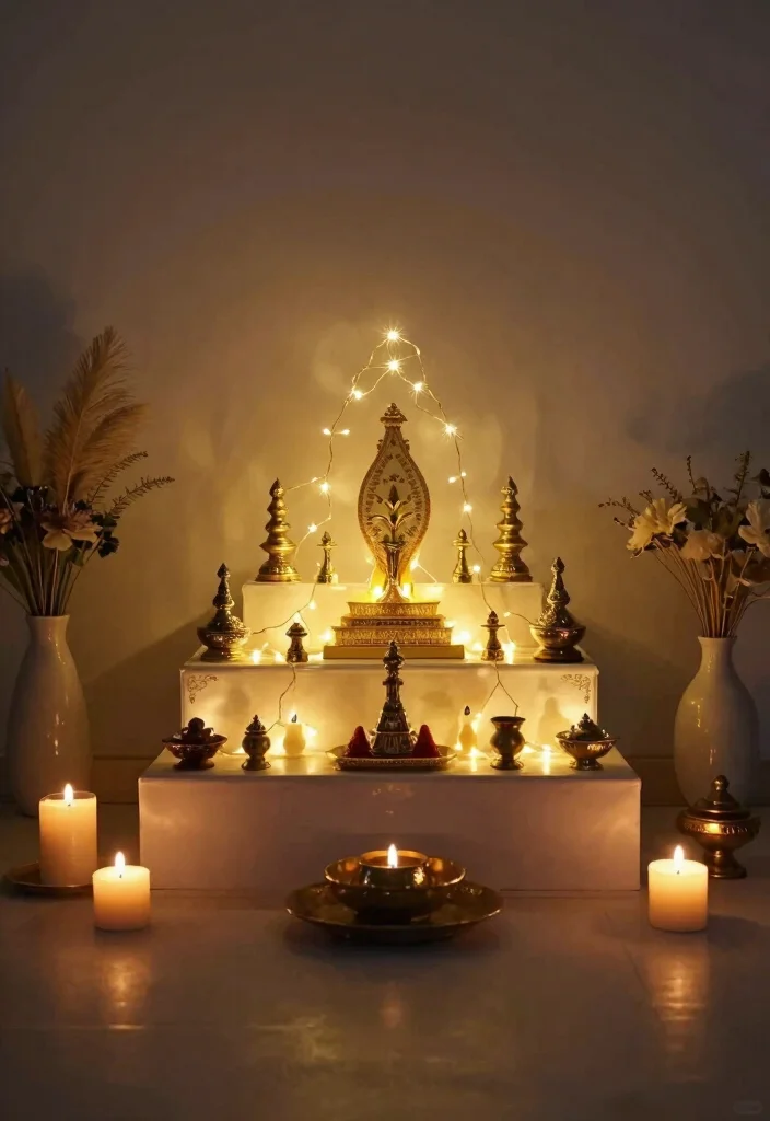 18 Puja Unit Design Modern Ideas With Elegant Detail 65 18 Puja Unit Design Modern Ideas With Elegant Detail - 15. Illuminated Altar Designs for Ambiance 1
