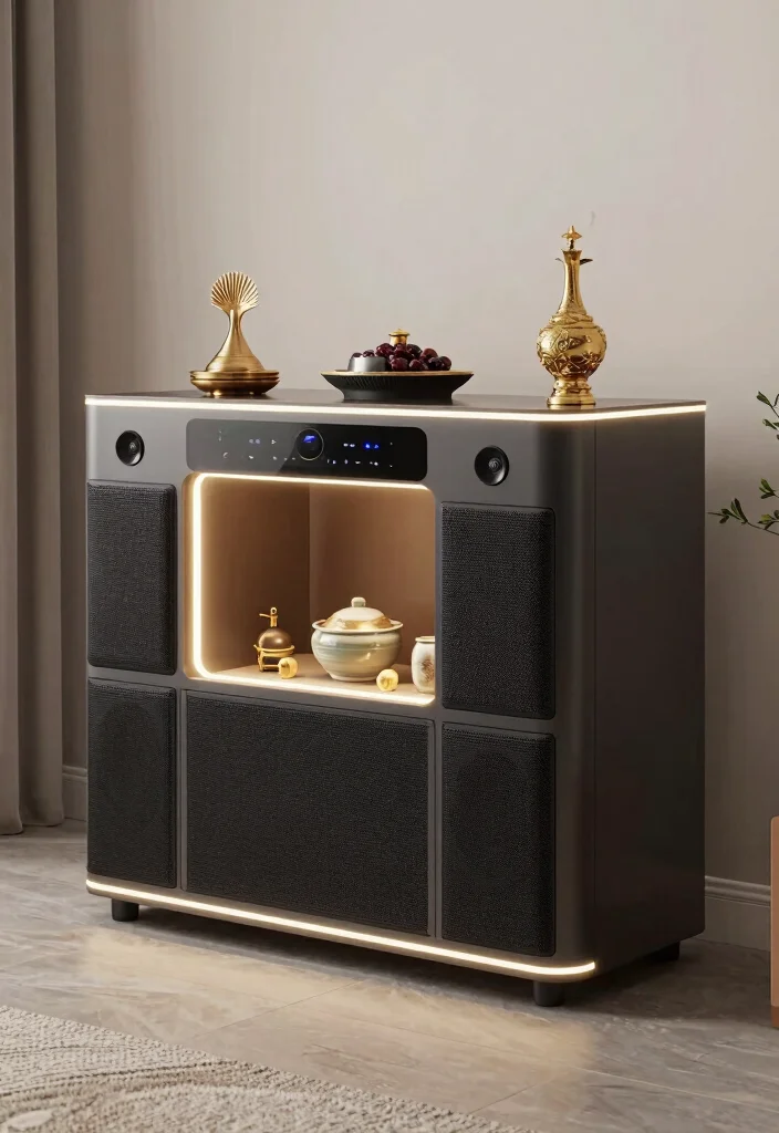 18 Puja Unit Design Modern Ideas With Elegant Detail 28 18 Puja Unit Design Modern Ideas With Elegant Detail - 8. Integrating Technology with Modern Designs 1