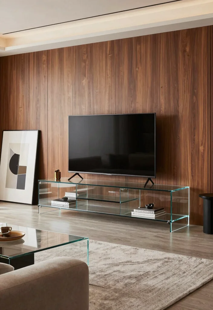 18 Unit TV Modern Ideas That Elevate Your Space - 14. Elegant Glass TV Units 1