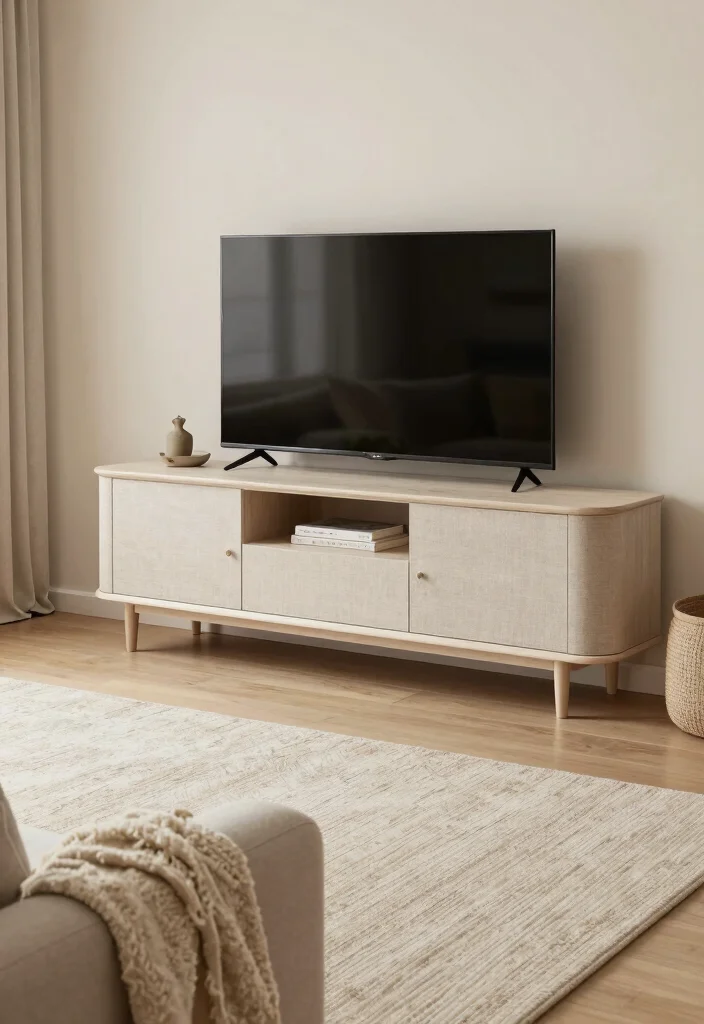 18 Unit TV Modern Ideas That Elevate Your Space - 15. Soft Neutral Textures 1