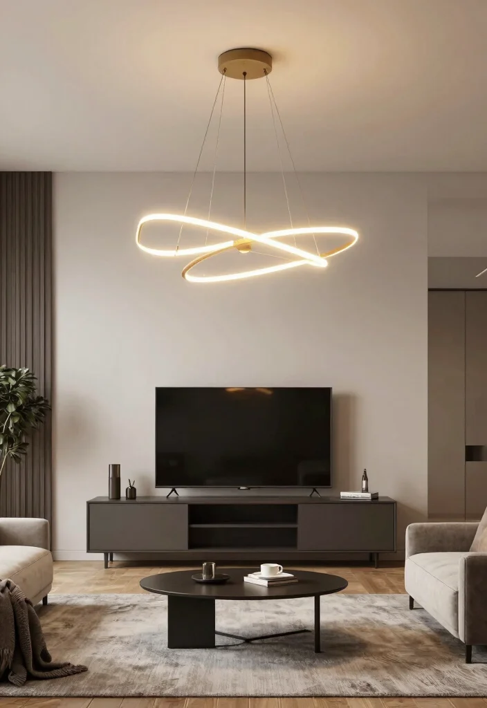18 Unit TV Modern Ideas That Elevate Your Space - 16. Statement Lighting Above the TV 1