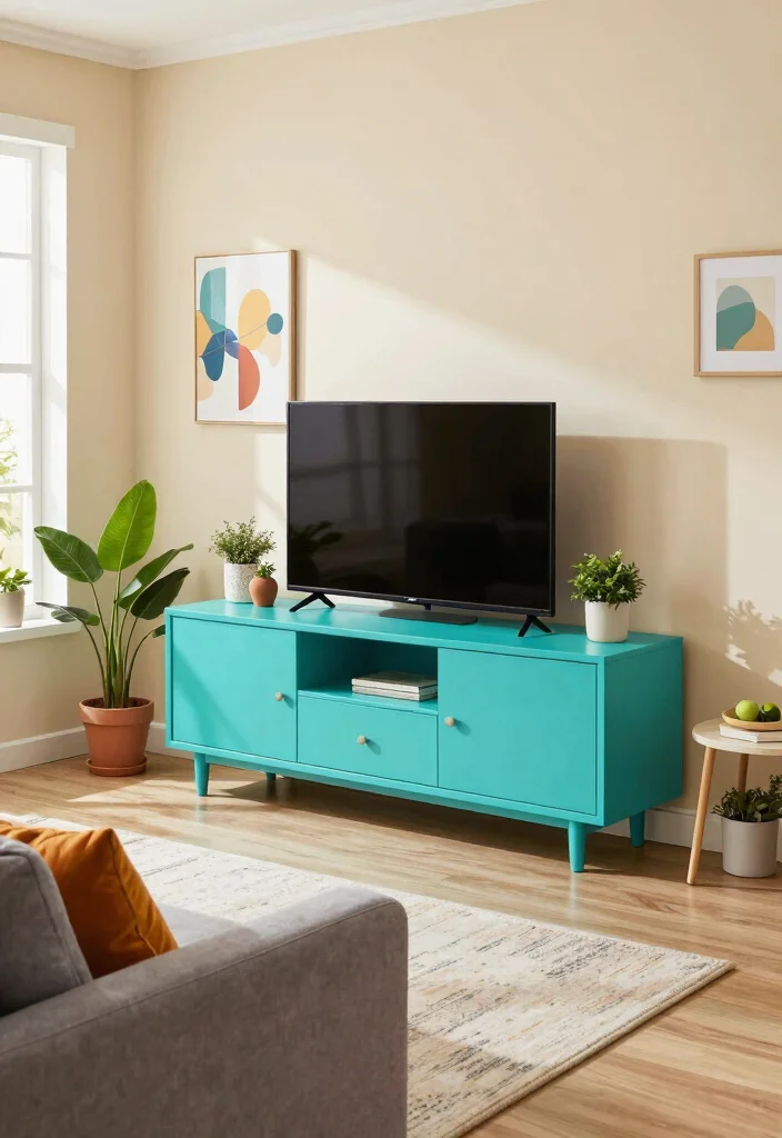 18 Unit TV Modern Ideas That Elevate Your Space - 5. Color Pop Units 1